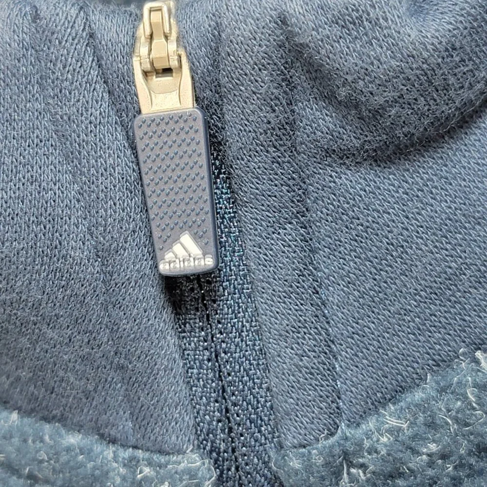 Adidas Fleece Jacket Womens M Blue Golf Full Zip Casual Sporty‎ Logo Long Sleeve